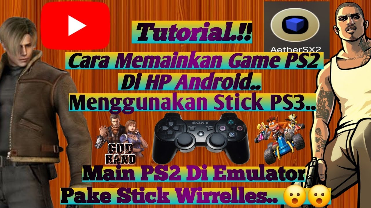 Tutorial.!! Cara Memainkan Game PS2 Di HP Android Menggunakan Stick PS3. Main Pake Stick Wirrelles 😮