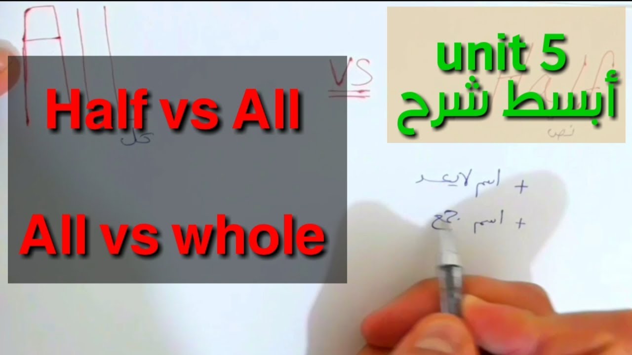 الفرق بين all/whole/half بطريقة مبسطة جدا مع الامثلة