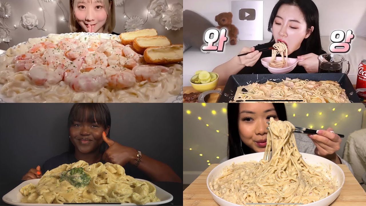  CREAMY ALFREDO PASTA MUKBANG *ASMR* | COMPILATION 