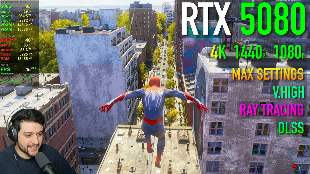 The RTX 5080 in Spider-Man 2 - 1080p, 1440p, 4K