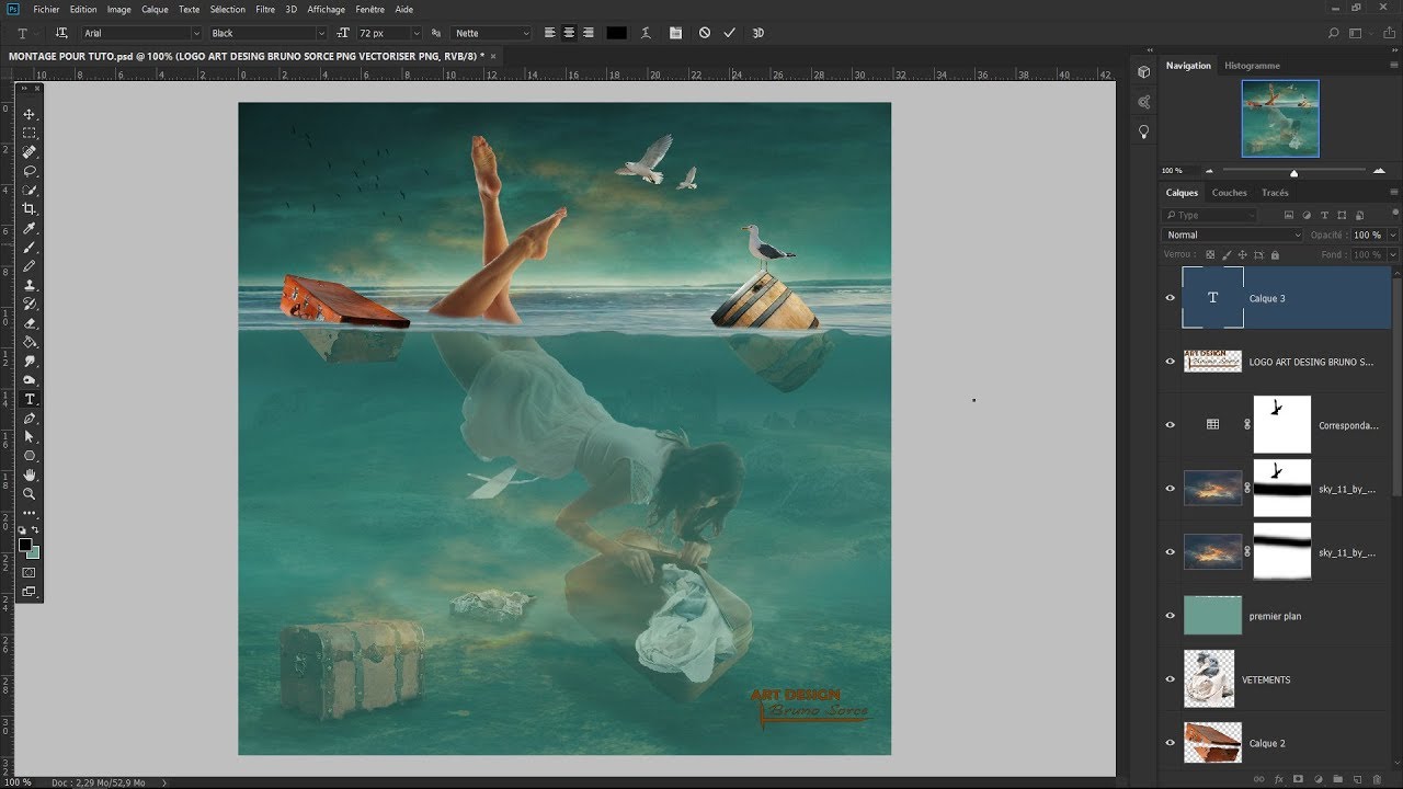 TUTORIEL PHOTOSHOP CC 2018..MONTAGE PHOTOS AQUATIQUE