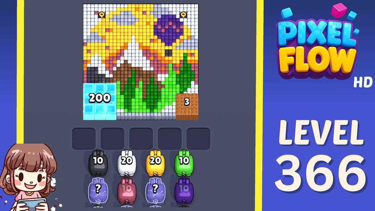 Pixel Flow Level 366 Solution Walkthrough