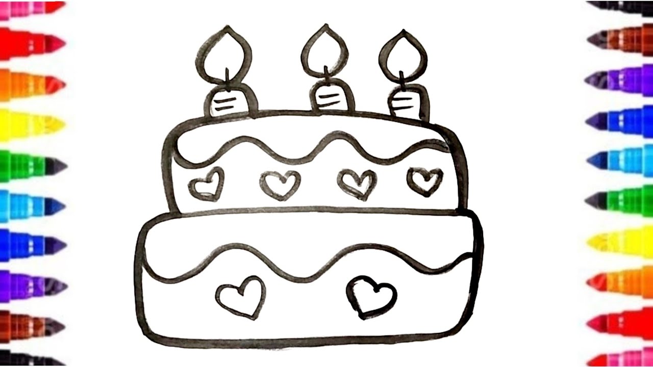 Doğum Günü Pastası 🎂 Çocuklar için Adım Adım Çizim, Boyama ve Renklendirme