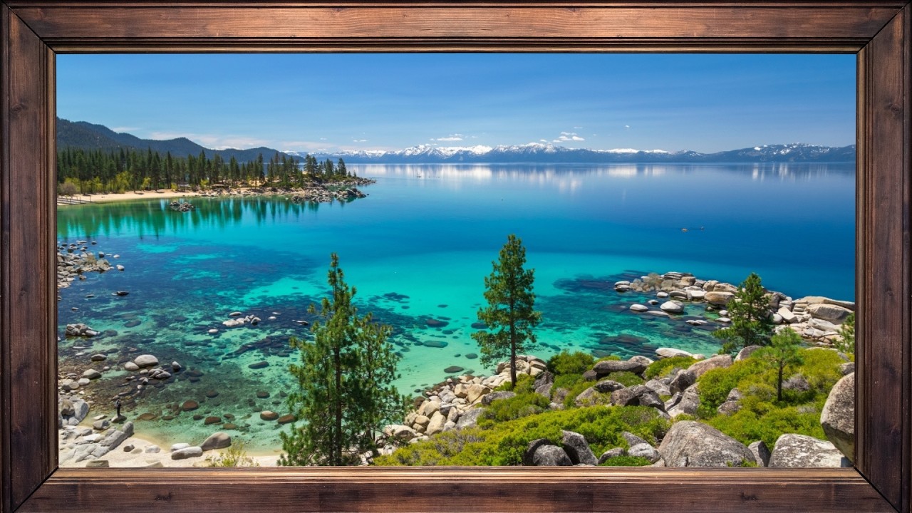 Lake Tahoe Scene- Clear Water & Mountains, Background Scenery
