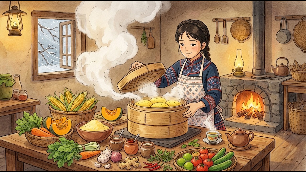 Cozy Winter Corn Grinding & Steaming Cakes (Ha Giang) | Ghibli Style Slow Living and Cooking