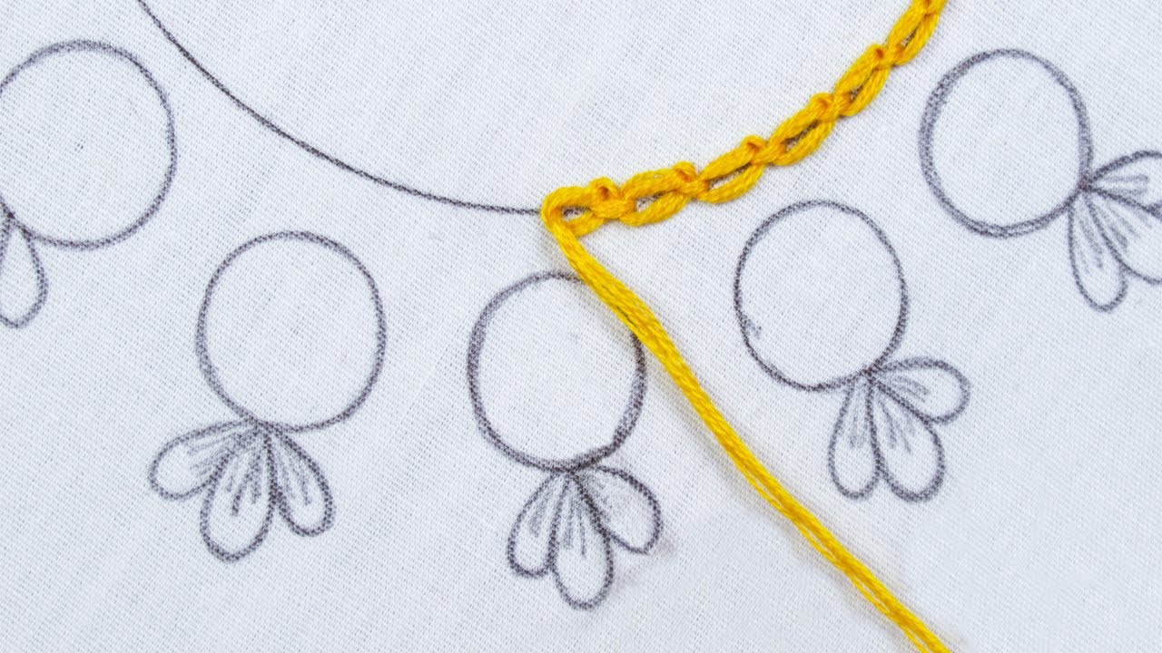 New neck line hand embroidery design for beginners with easy following tutorial