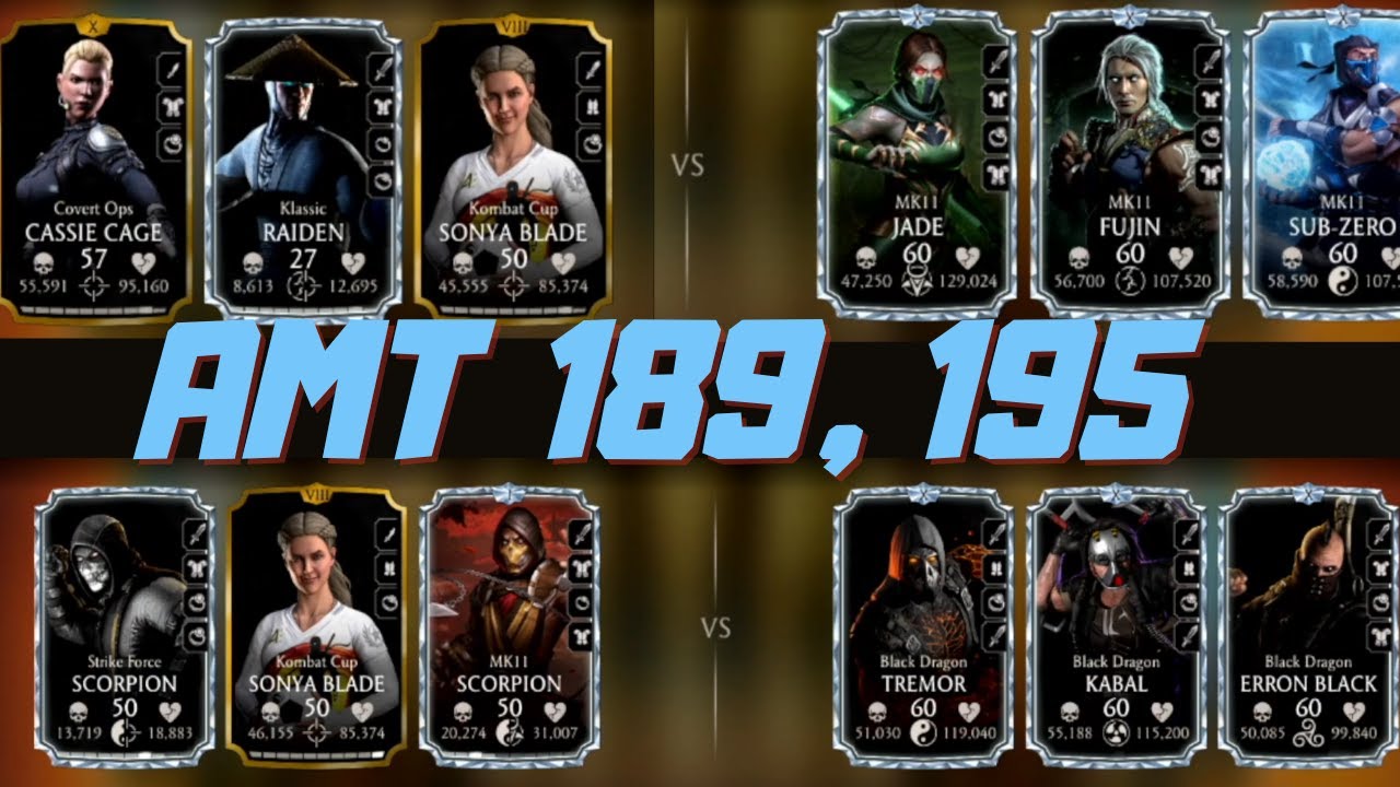 Fatal Action Movie tower 189 and 195 with weak team! Full Walkthrough! MK Mobile