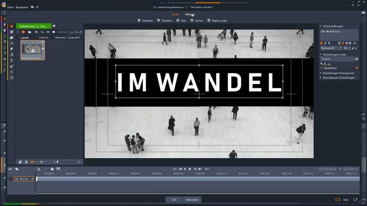 Pinnacle Studio | Hintergrund zerteilt sich und gibt Titel frei | Videoschnitt für Anfänger