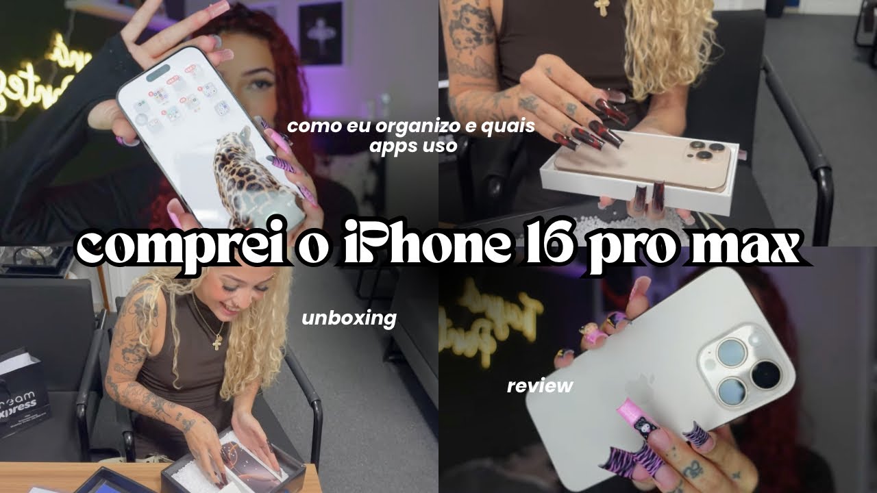 Comprei o iPhone ￼16 pro max + como eu organizo meu celular🖤📱 