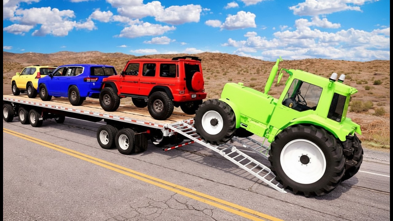 Flatbed Truck McQueen | Transportation with Truck - Pothole vs Car # | BeamNG.Drive Gameplay