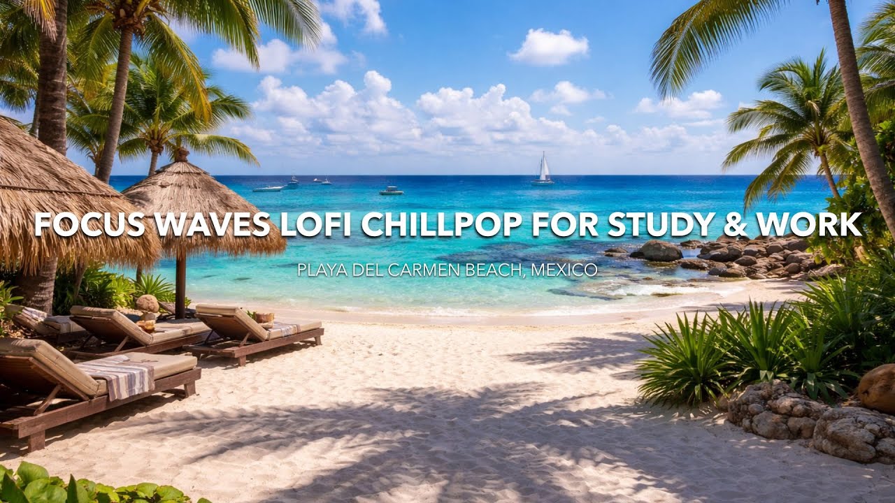 Daylight Focus Waves 🌊 LoFi Chillpop for Study & Work | Playa del Carmen Beach, Mexico