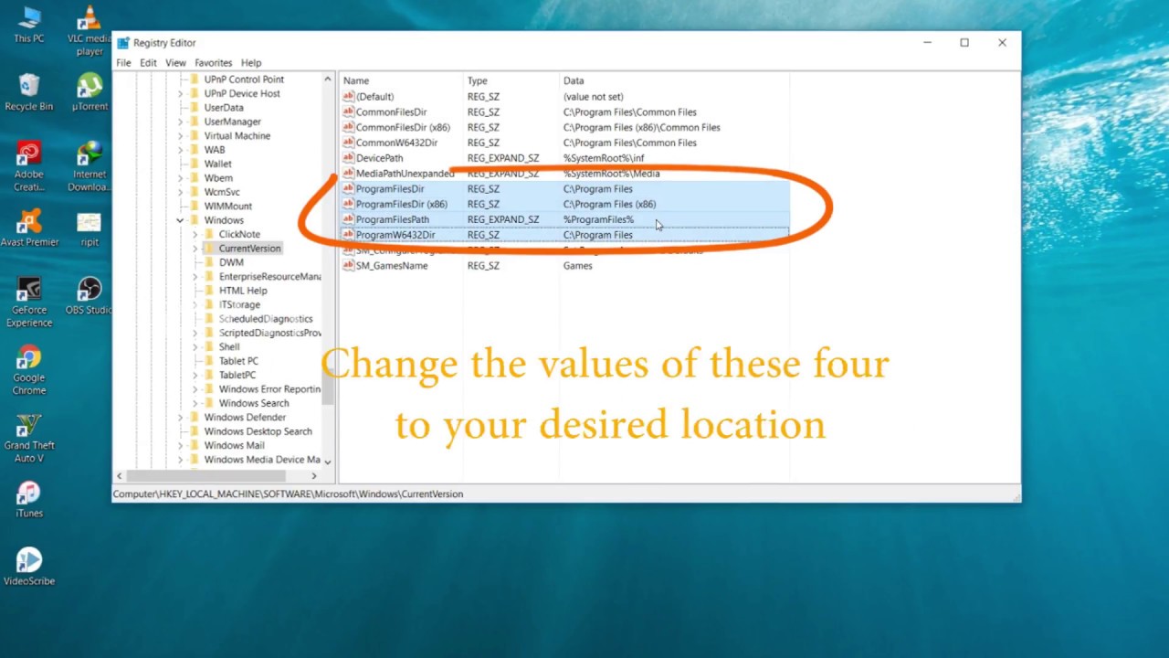 How to change the installation path in Windows 10 for ADOBE PRODUCTS