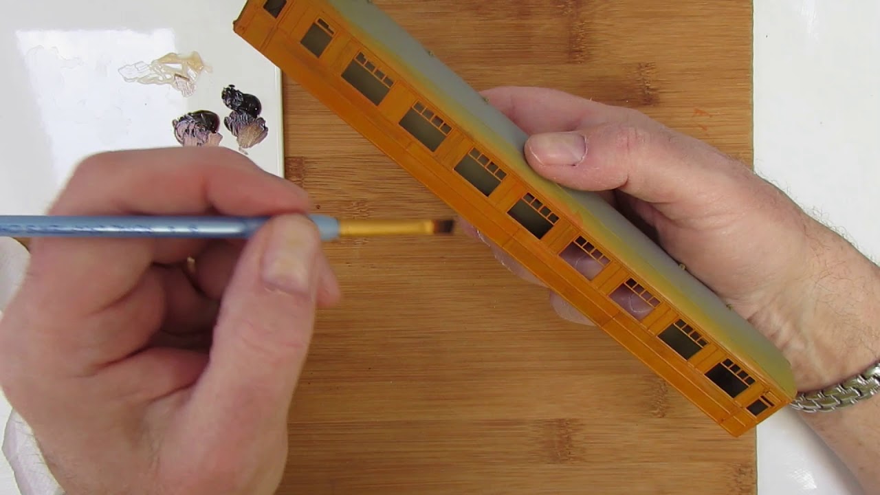 Painting a varnished teak finish in model form part 2