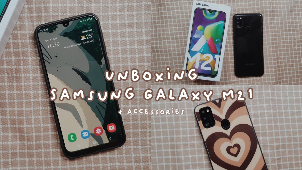 Samsung Galaxy M21 + test camera & case accessories (aesthetic unboxing video) 📱🧸