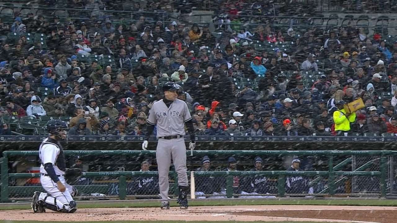 NYY@DET: Yanks score six runs in snowy Detroit