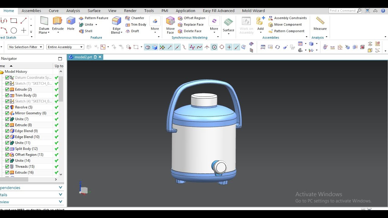 Water Camper or water bottle Designing in NX 12
