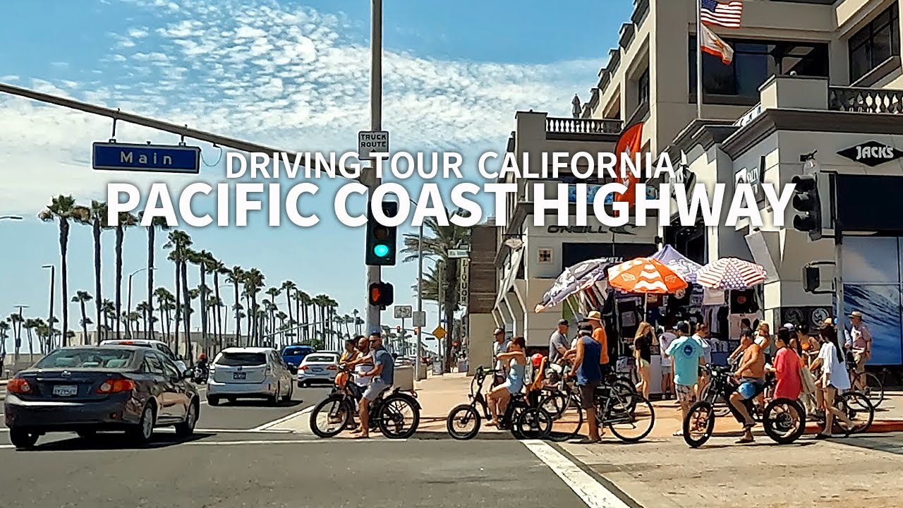 CALIFORNIA PACIFIC COAST HIGHWAY - Driving Laguna Beach to Huntington Beach, Orange County, 4K