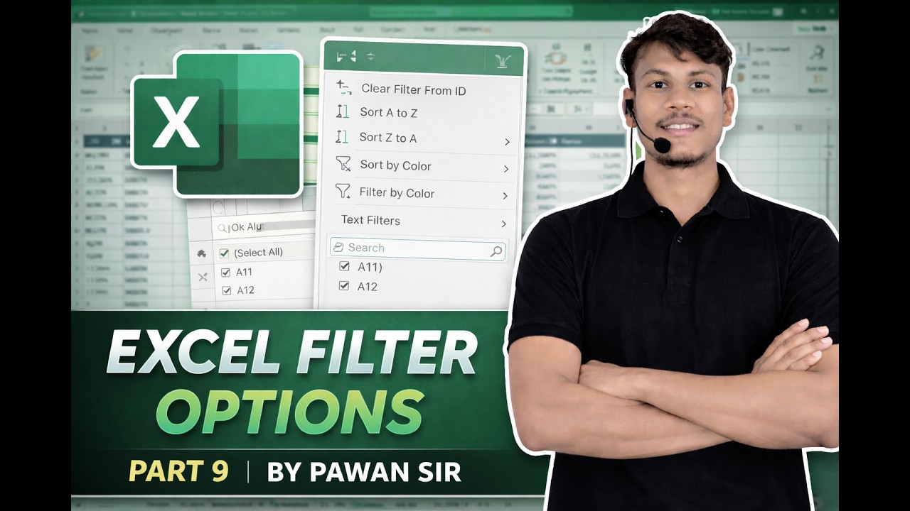 Excel Filter Option Masterclass | Part 9 | In Hindi By Pawan Sir  #ExcelFilter#ExcelTutorial#ExcelIn