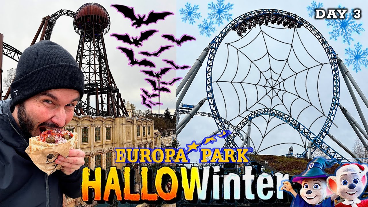 EUROPA PARK Vlog Day 3 - HalloWinter 2024 🎃❄️ Plötzlicher Wintereinbruch mit starken Schneefall 🎢☃️🥶