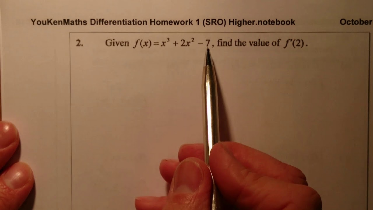 Differentiation Higher Maths Mixed Questions