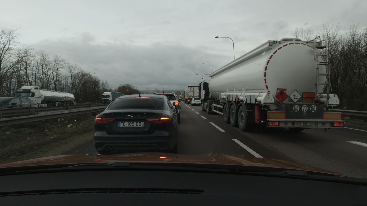 A rush hour on A104, A1, A86 and A15 (VBR-39 Relaxing Driving in France, No Talking, No Music)