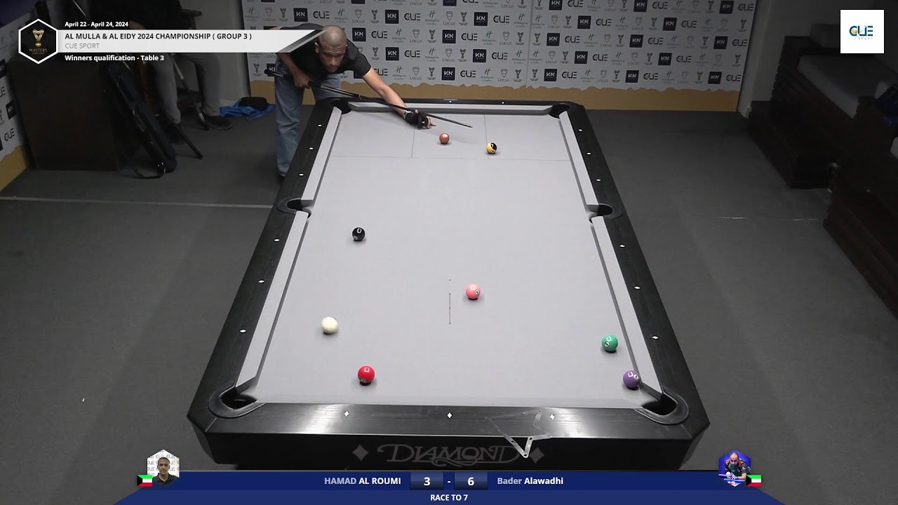 بطولة الملا والعيدي للبلياردو 2024 / بدر العوضي ( الكويت ) Vs حمد الرومي (الكويت)