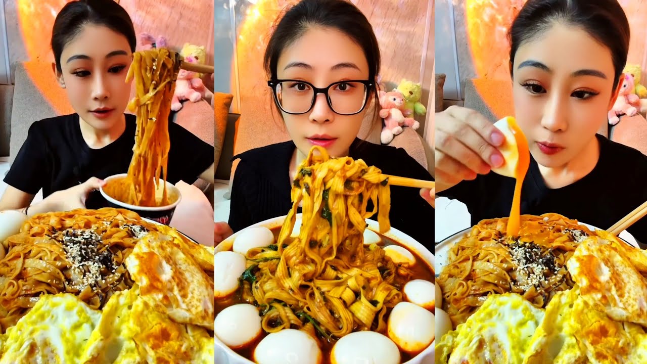 Spicy Eating Mukbang Chinese Food Noodles, Eggs🌶️ (chewy sounds) ASMR Chinese Foods 吃播 吃 Mukbang