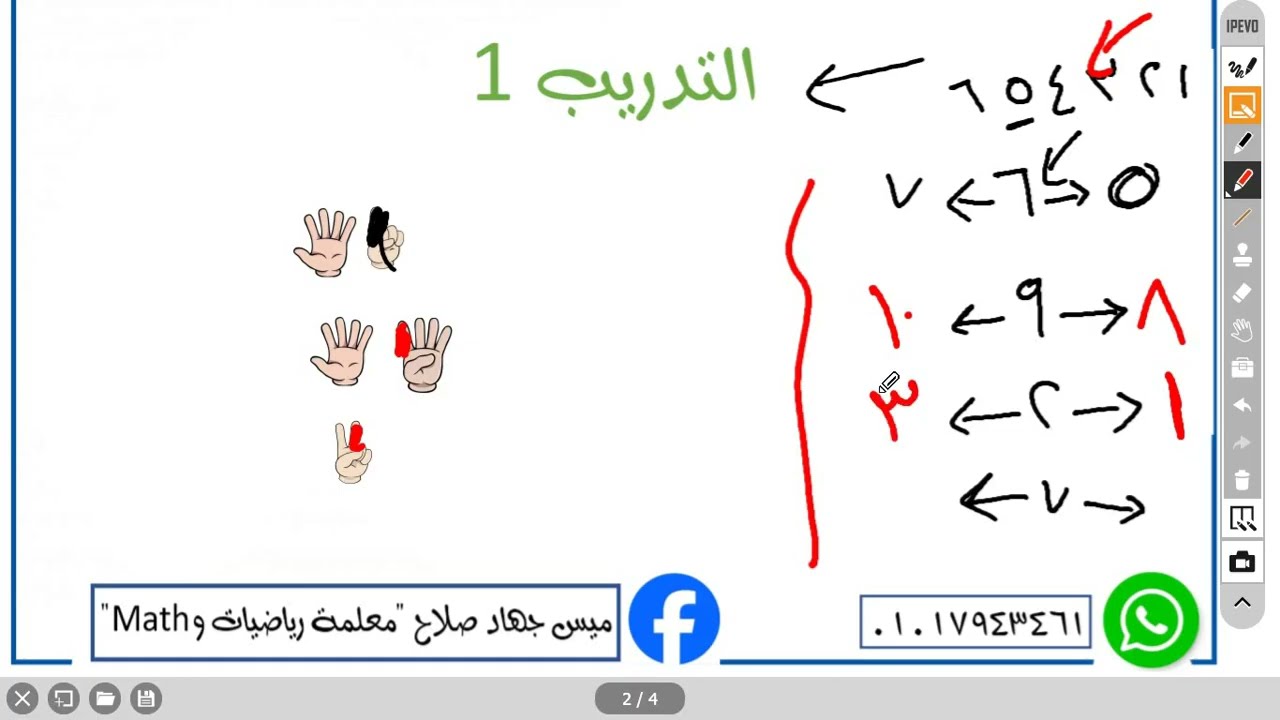 العدد السابق والعدد التالي باستخدام الايد ببساطة كورس تأسيس الصف الاول الابتدائي 2026  ميس جهاد صلاح