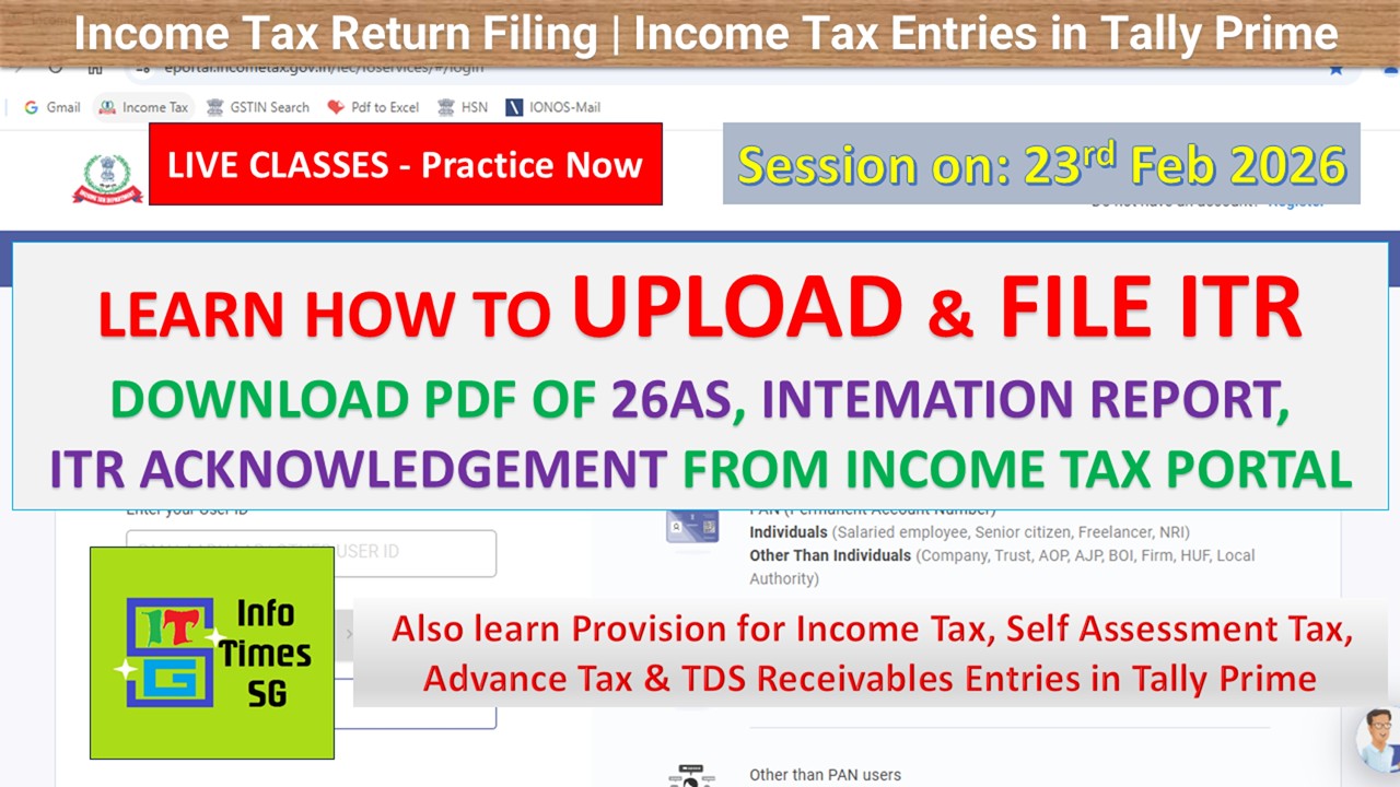Income Tax Accounting in Tally Prime | Income Tax Return Filing Process  | 20.2.2026