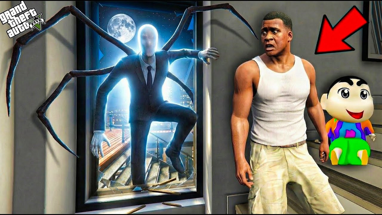 Franklin & Shinchan Attack Slenderman in Los Santos! 😱👻 | GTA 5