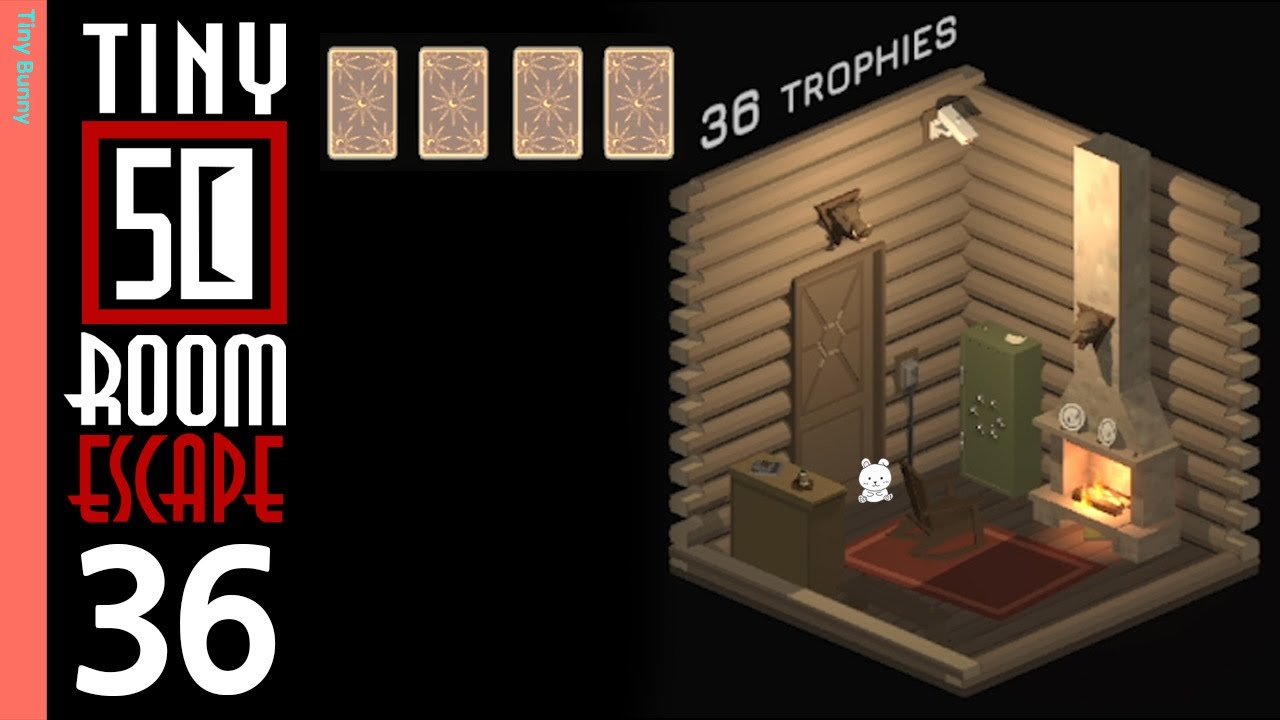 50 Tiny Room Escape 36 Trophies Walkthrough (4 Cards)