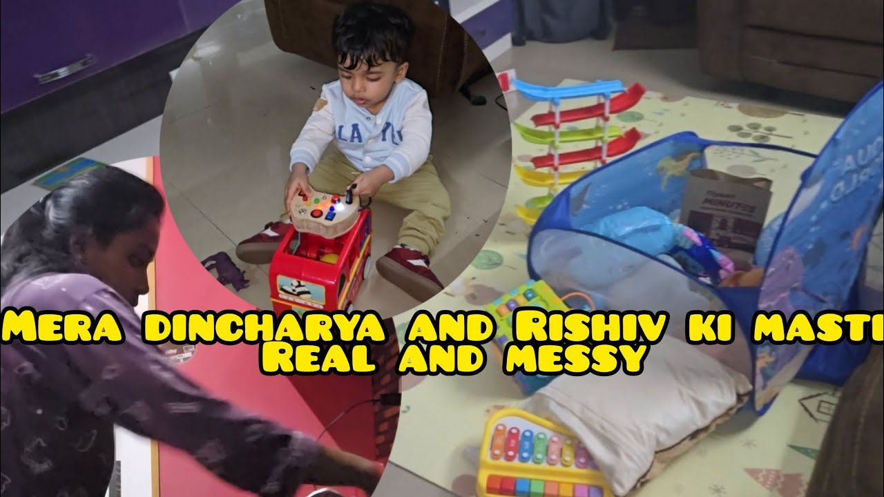 Handling the Mess: How I Cook While Rishiv Re-decorates the Floor! 😂 #Neshiv #hindivlogs #vlog 