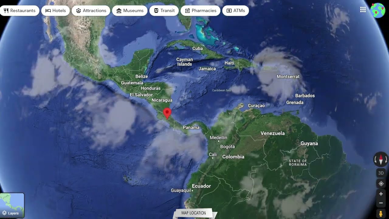 Where on the map is the capital of Costa Rica - San Jose