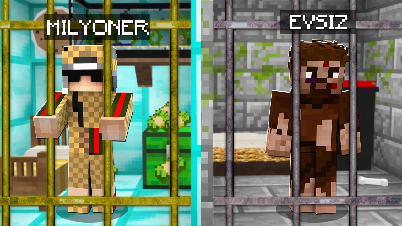 MİLYONER HAPİSHANE VS EVSİZ HAPİSHANE 😱 - Minecraft
