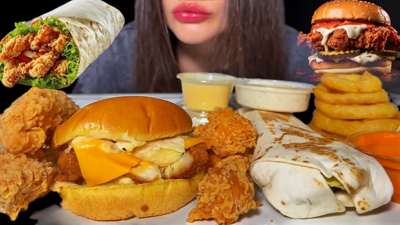 ASMR FAST FOOD | EATING FRIED CHICKEN BURGER / SANDWICH, NUGGETS, FRIES MUKBANG