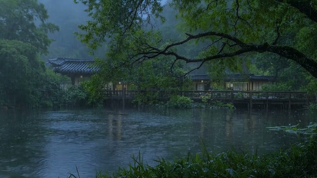 Goodbye Stress to Sleep Instantly with Soft Rain | ASMR Rain on Beautiful Lakeside