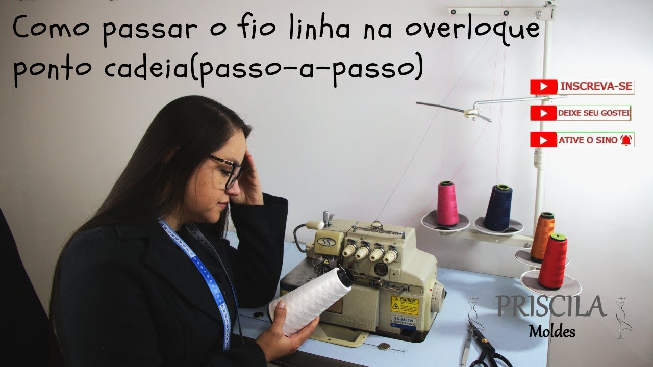 Como passar fio na overloque/ponto cadeia (passo-a-passo)