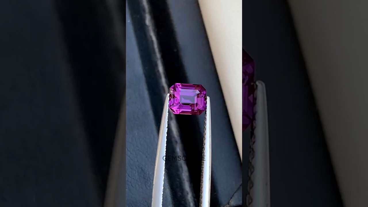 Purple Sapphire in an Emerald Cut.