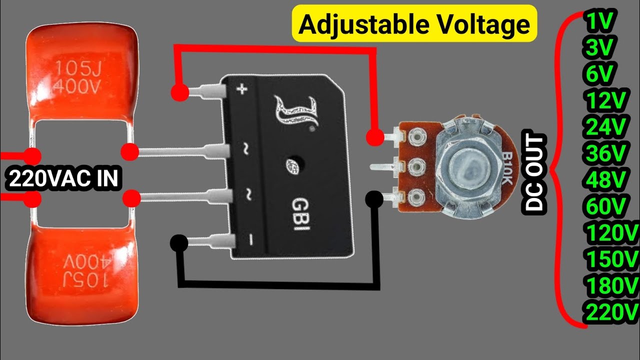 Make 220V TO 3V/6V/12V/24V/36V/48V/60V/120V/150V/180V/220V Adjustable Voltage LED Driver Circuit