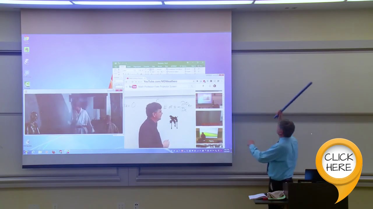 Math Professor Fixes Projector Screen April Fools Prank