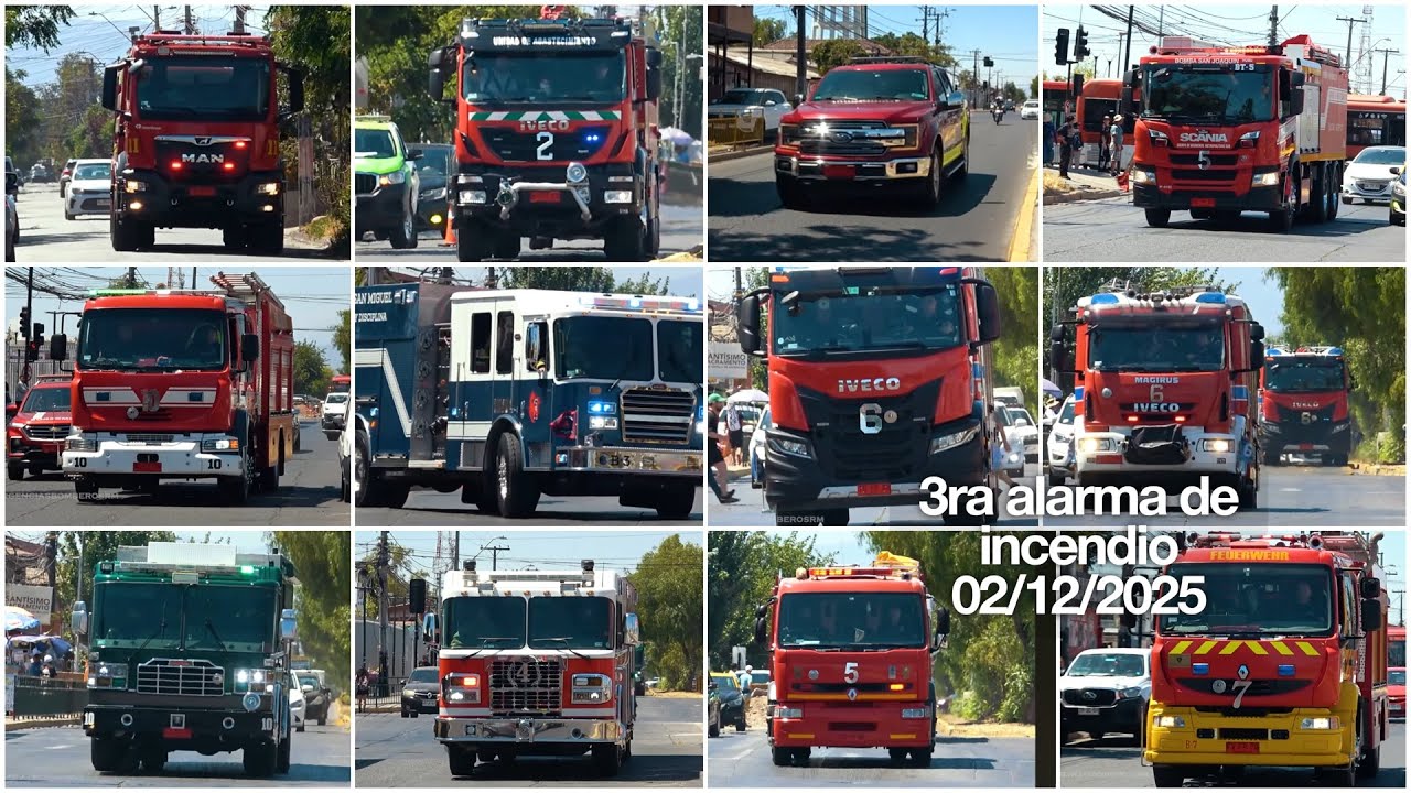 BOMBEROS RUMBO A 3RA ALARMA DE INCENDIO EN LA COMUNA DE EL BOSQUE 02 12 2025