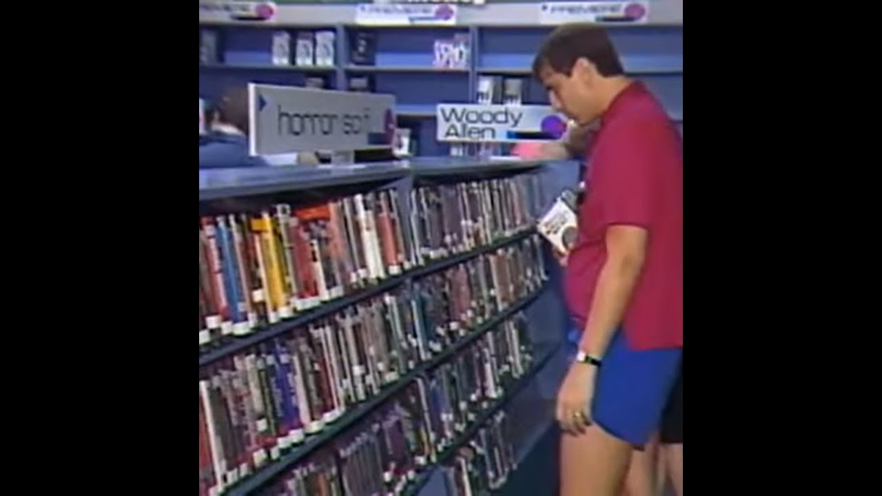Renting movies at a video store in 1987
