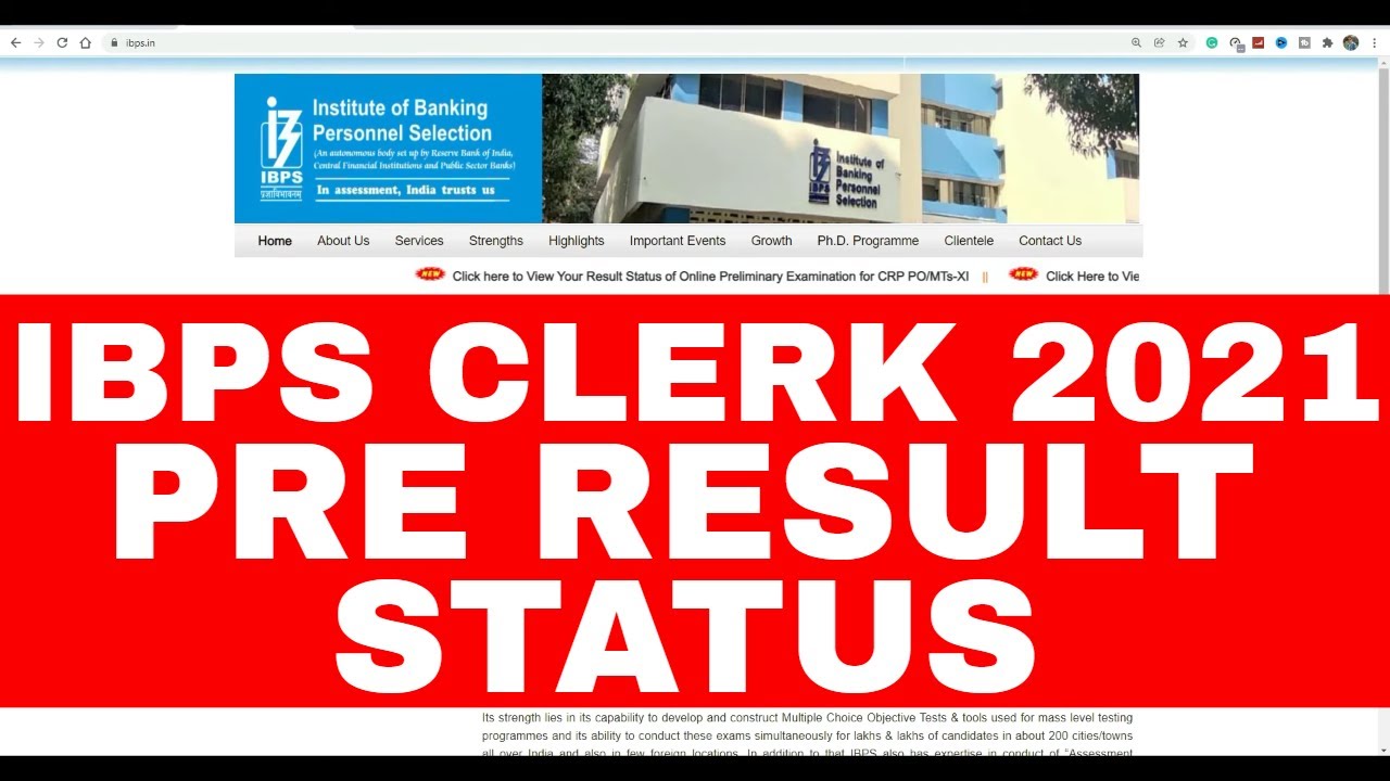 IBPS Clerk 2021 Pre Result Status