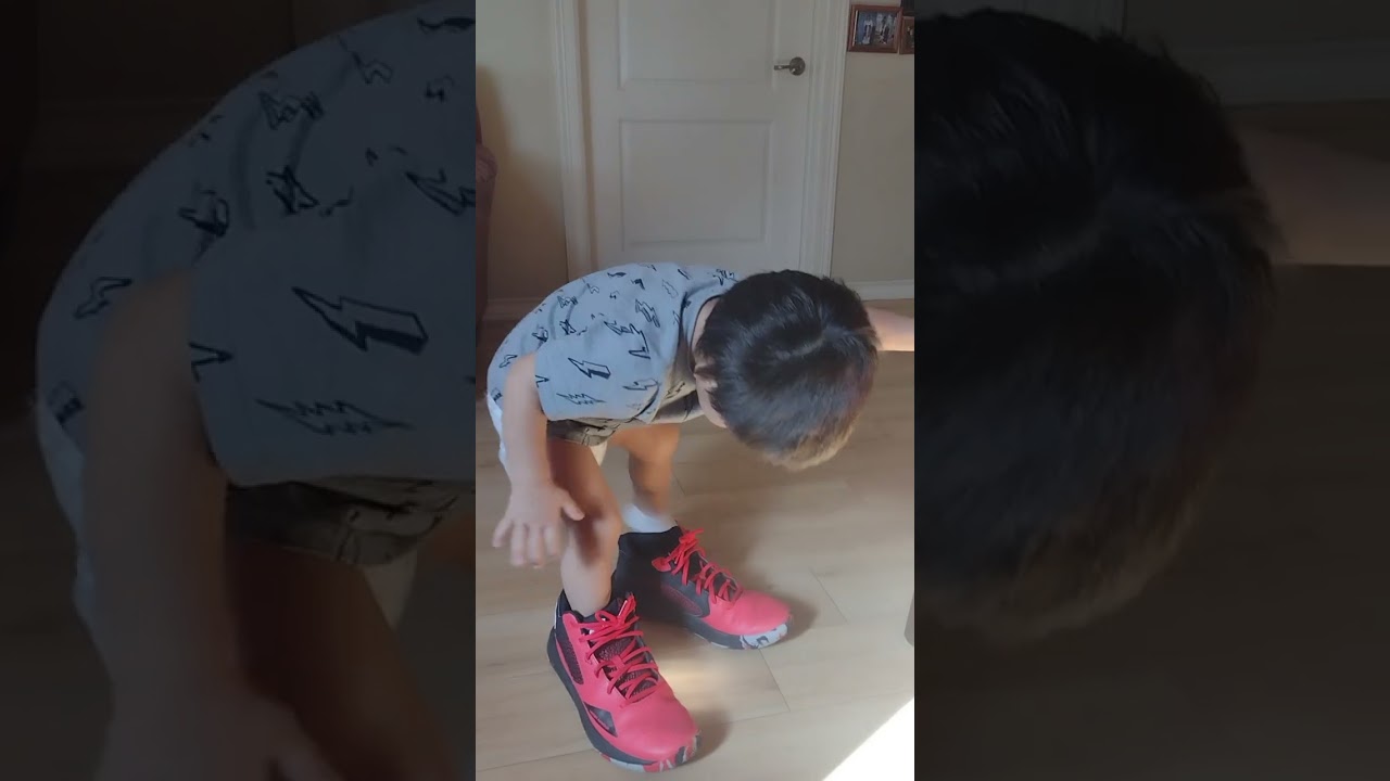 #abelito wearing his uncles Abels shoes