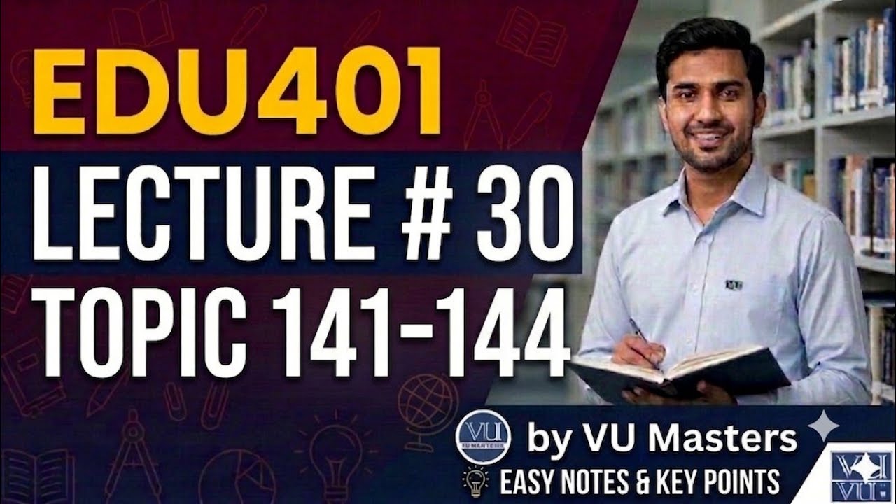 EDU401 Lecture 30 Topics 141&ndash;144 Final Term Preparation Updated Lectures #VUMasters
