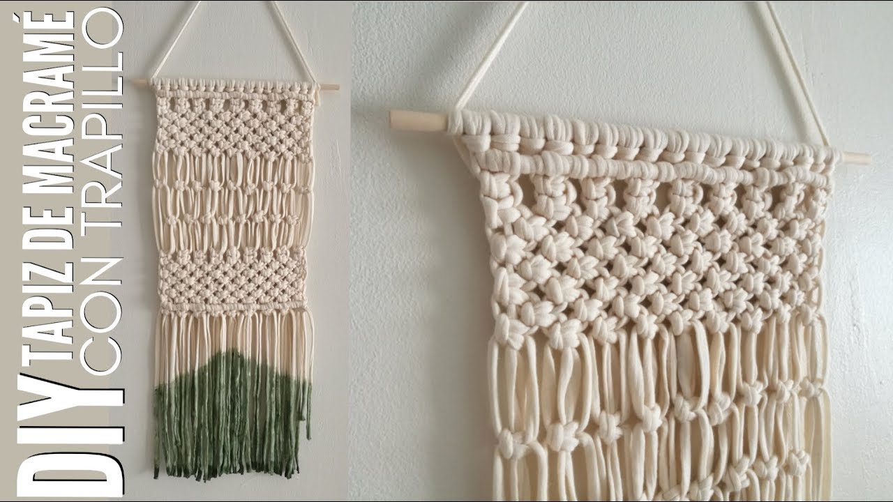 DIY TAPIZ DE MACRAMÉ FÁCIL CON TRAPILLO PASO A PASO | COMO HACER MACRAMÉ NUDOS BÁSICOS PASO A PASO