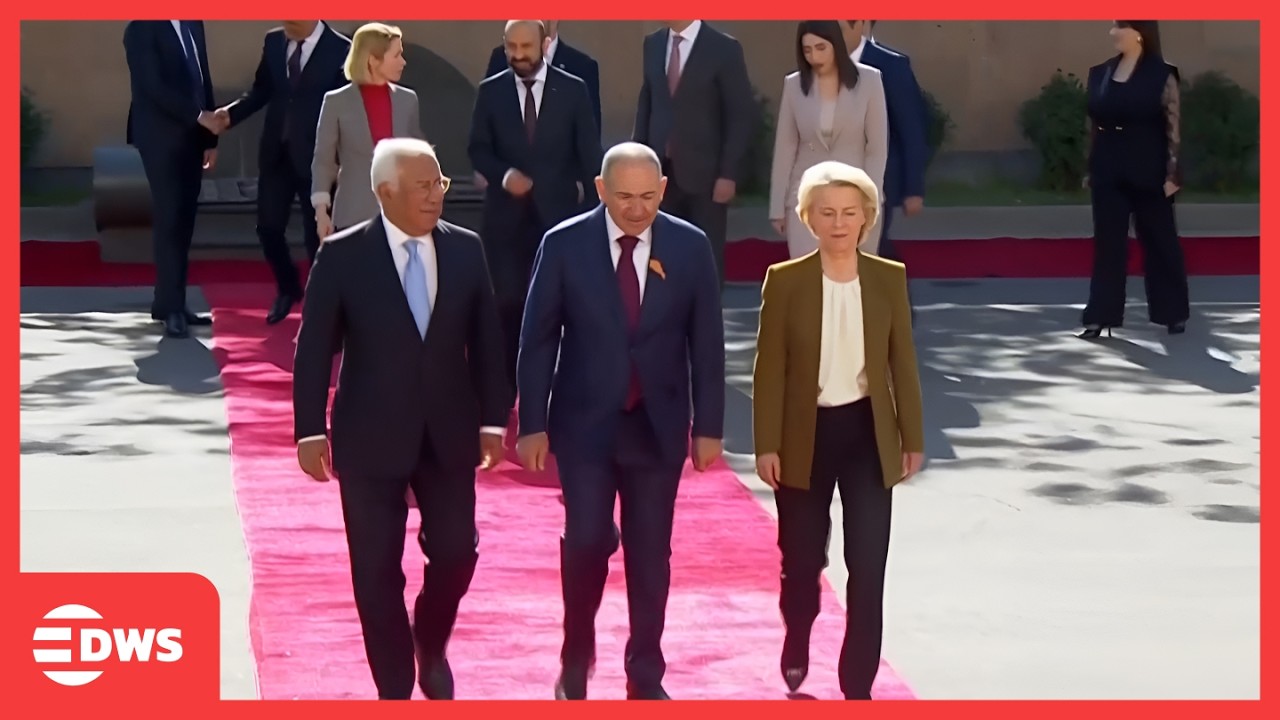 GRAND WELCOME CEREMONY: Armenia PM Meets Ant&oacute;nio Costa & Ursula von der Leyen in Yerevan | AC1Z