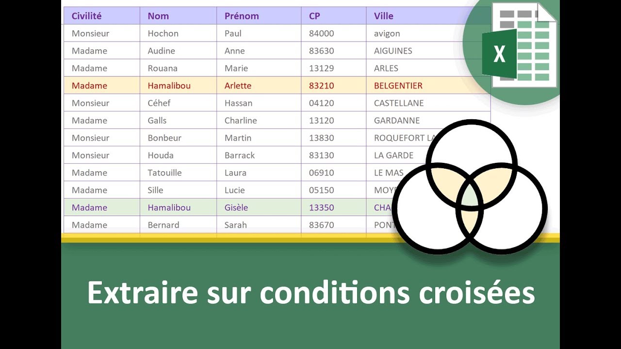 Extraire sur des conditions croisées avec Excel