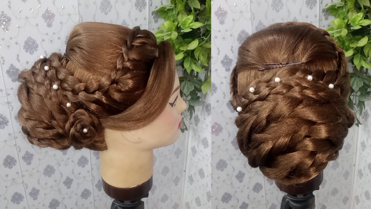 Baridl hairstyles bun, baridl hairstyles for beginners, weeding hair style