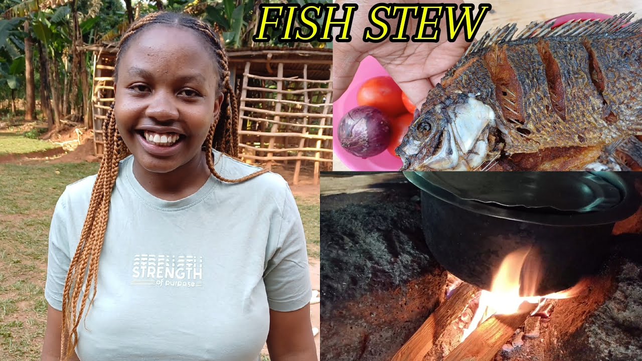 LIFE IN THE VILLAGE//PREPARING AFRICAN FOOD IN THE VILLAGE(FISH STEW)
